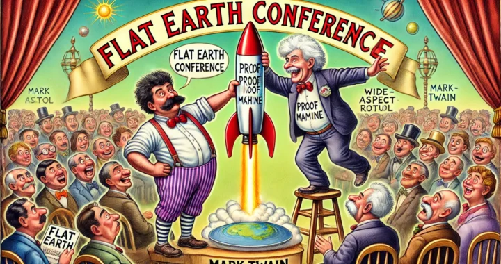 Bohiney.com -- A comedic illustration inspired by Mark Twain, showing two fools sharing conviction in a humorous scenario. One fool is -- Alan Nafzger (Bohiney News) 3