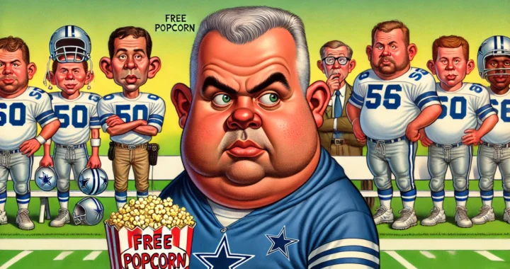 BOHINEY SPORTS -- An illustration in the style of Bohiney.com by Toni Bohiney, featuring Mike McCarthy, the head coach Dallas Cowboys - Mike McCarthy 1