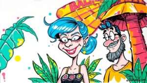 A blue pickup truck parked on a street, with the words 'BangBus' painted in large letters on its side.