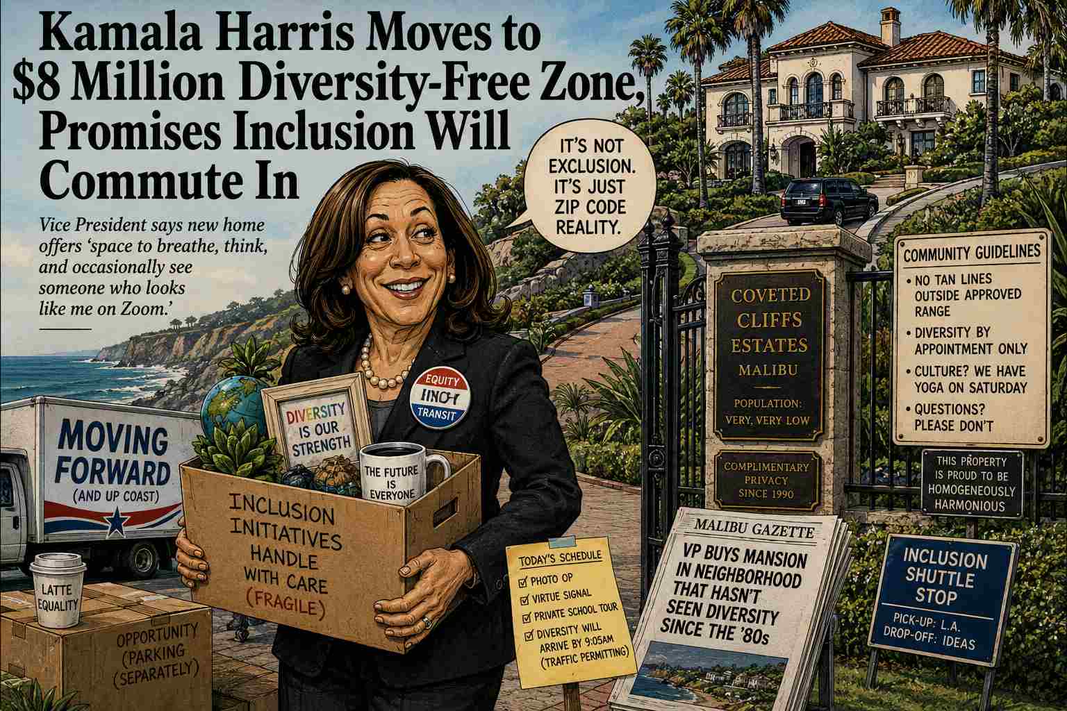 Kamala Harris Moves to  Million ALL White Neighborhood