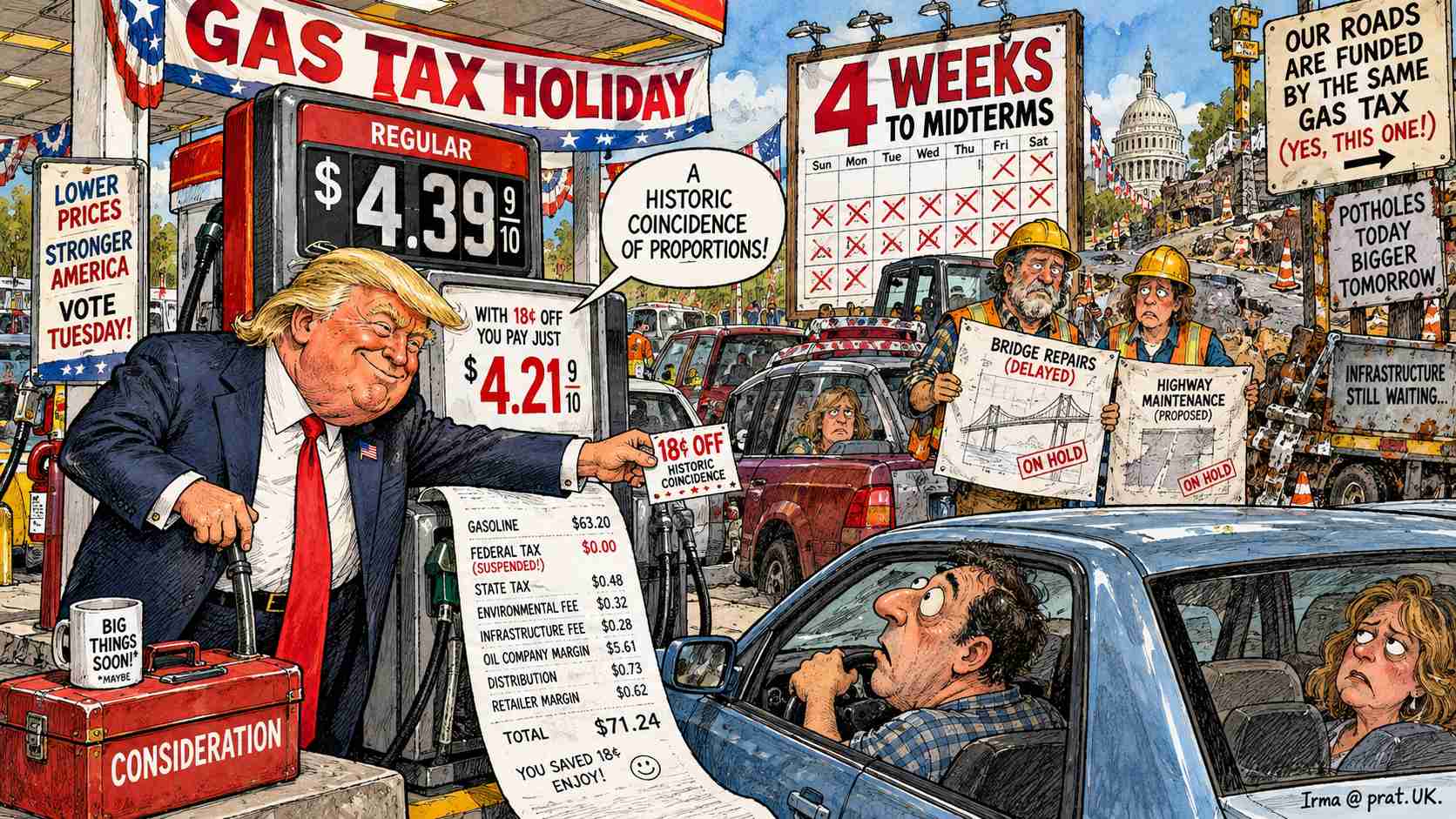 Trump Considers Suspending Federal Gas Tax Four Weeks Before Midterms, Calls Timing a Coincidence of Historic Proportions