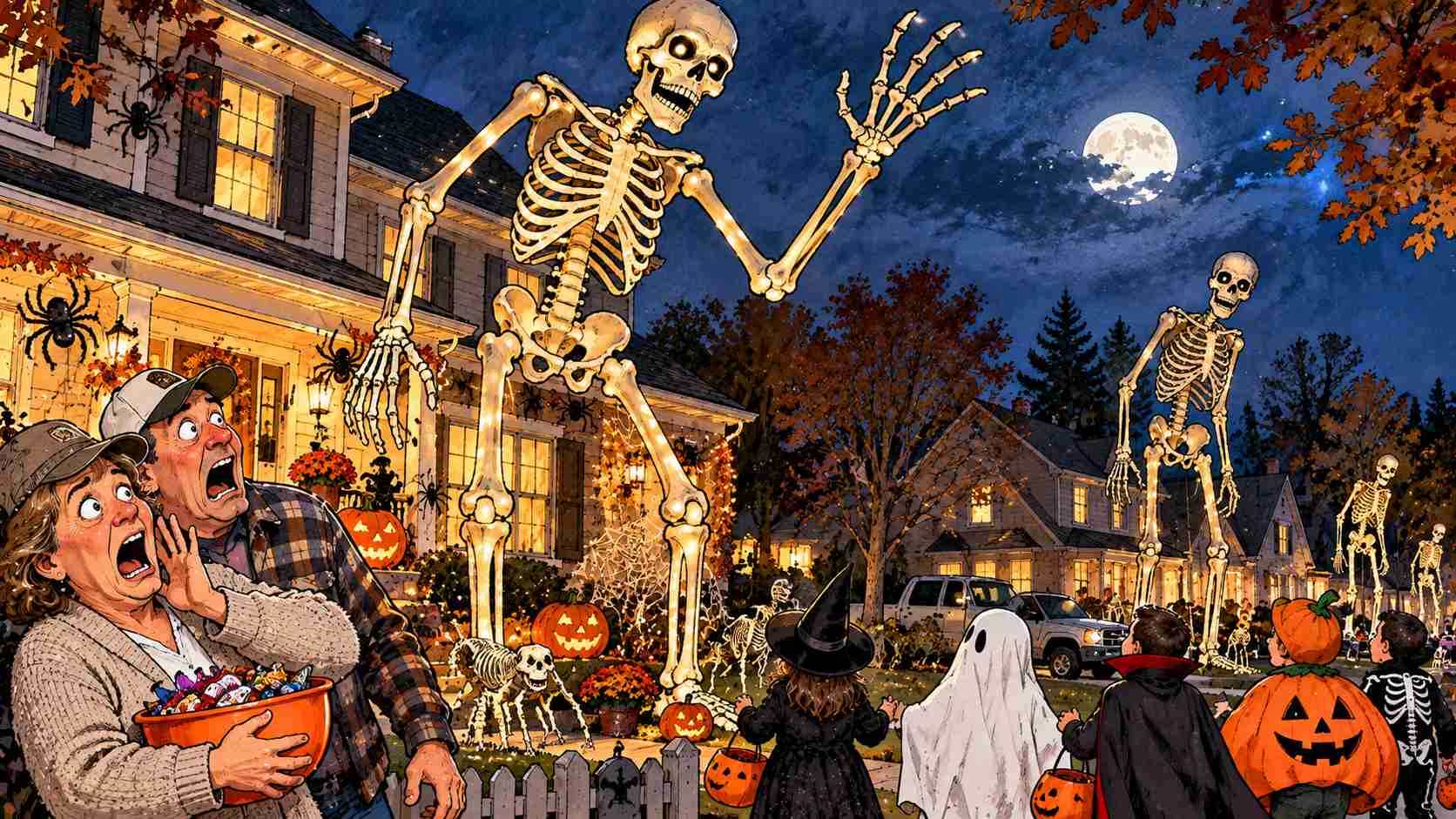 Twelve-Foot Skeletons Haunt American Lawns