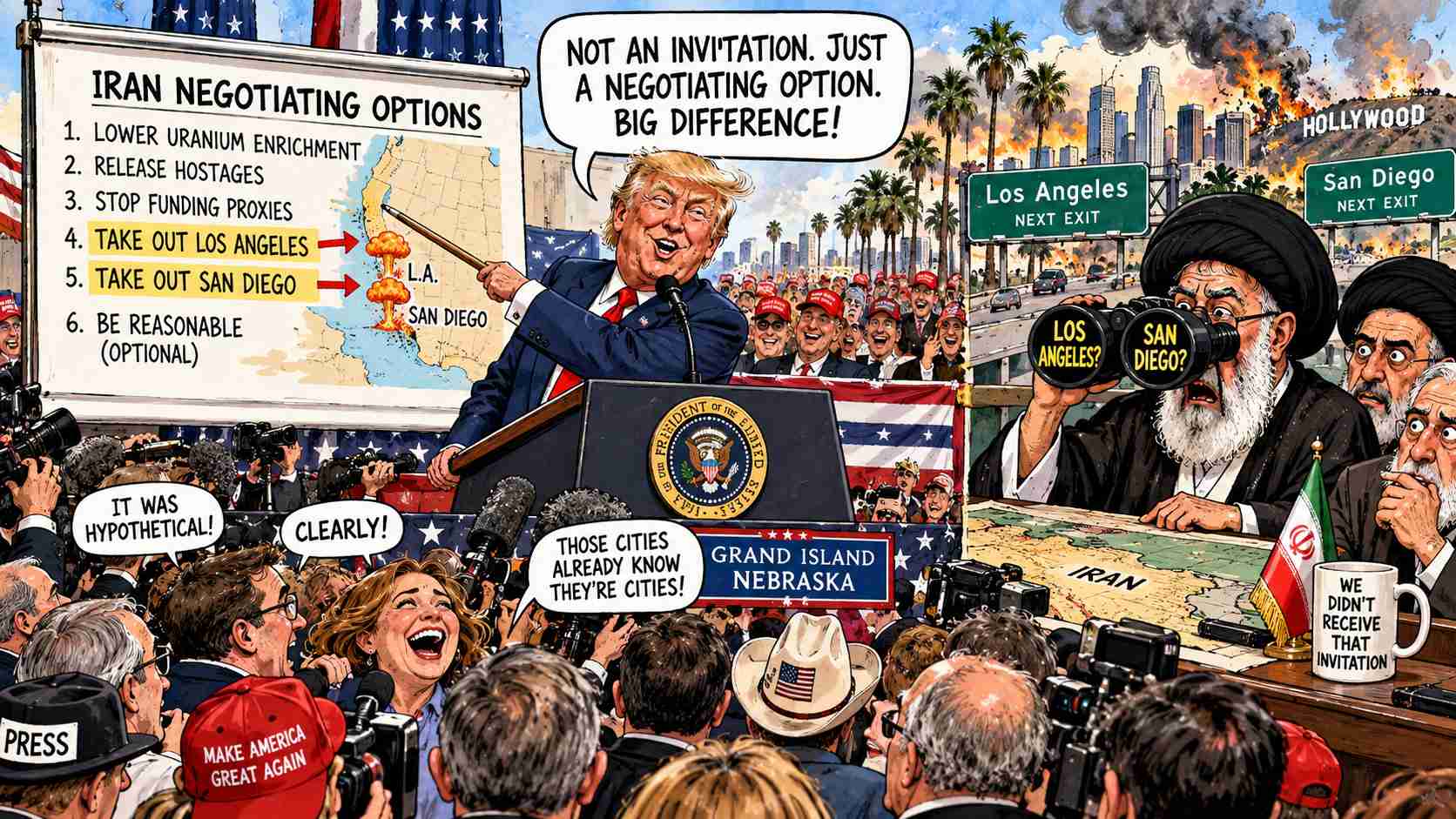White House Clarifies Trump Did Not Invite Iran to Take Out Los Angeles, Merely Listed It as a Negotiating Option
